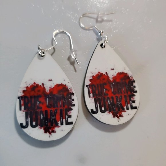 True Crime Junkie Teardrop Earrings - Picture 2 of 6